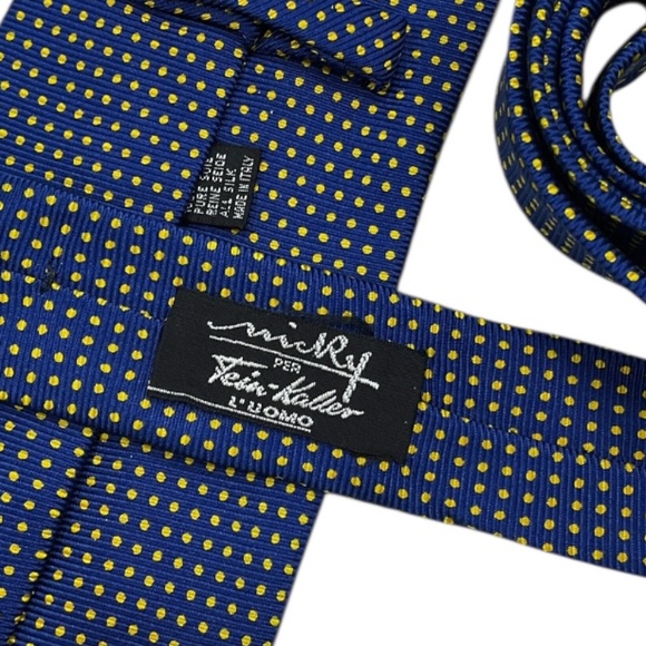 NICKY Blue/Yellow Polka Dot Silk LUXURY Tie ITALY - Picture 3 of 4